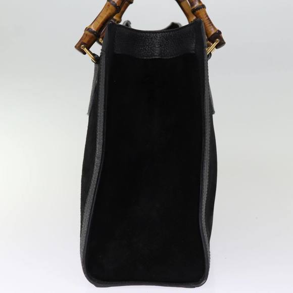 GUCCI Bamboo Tote Bag Suede Black 002 1186 0260 Auth 74664 - Picture 4 of 16